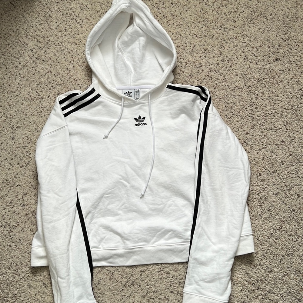 Adidas white cropped hoodie